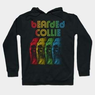 Cool Retro Groovy Bearded Collie Dog Hoodie